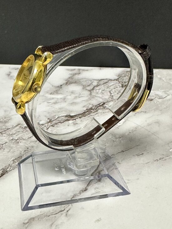 Quemex Moon Phase Womens Watch 19mm Gold Tone  Brown Band New Battery 8.5\
